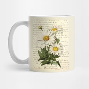 Daisy Botanical on Antique Letter Collage Mug